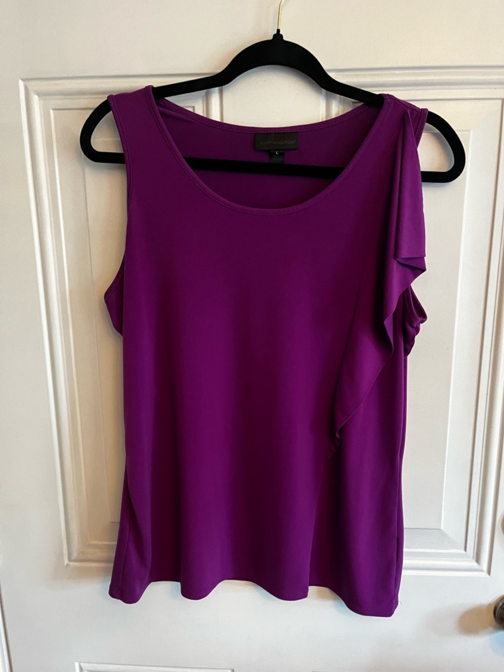Sleeveless Ruffle Shell Top - Purple - Picture 2 of 4